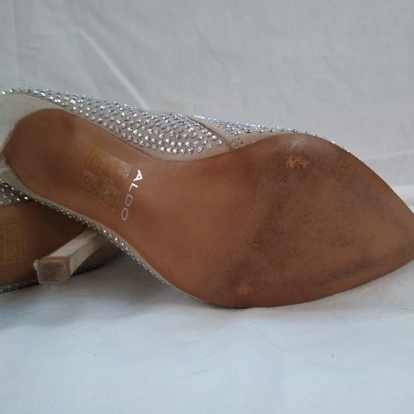 Aldo Champagne Crystal Embellished Pointed Toe Ankle Booties - Picture 5 of 10